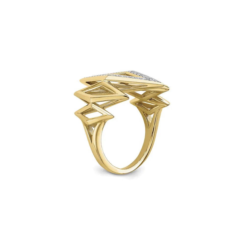 Geometric Diamond Shapes Statement Ring (14K)