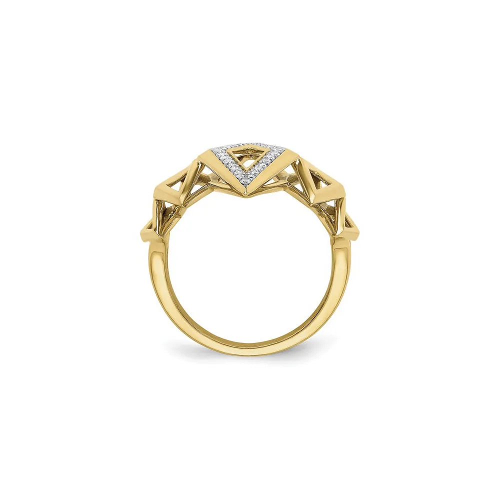 Geometric Diamond Shapes Statement Ring (14K)