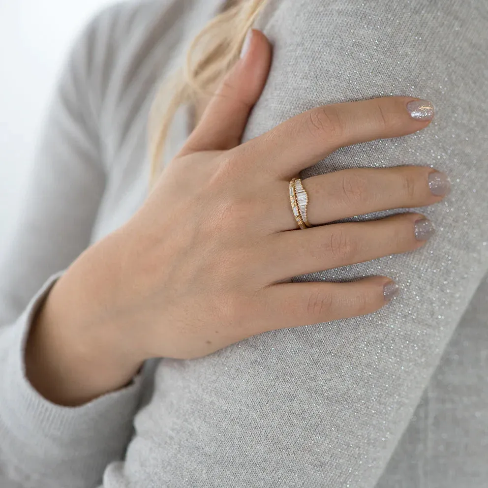 Geometric Diamond Wedding Band