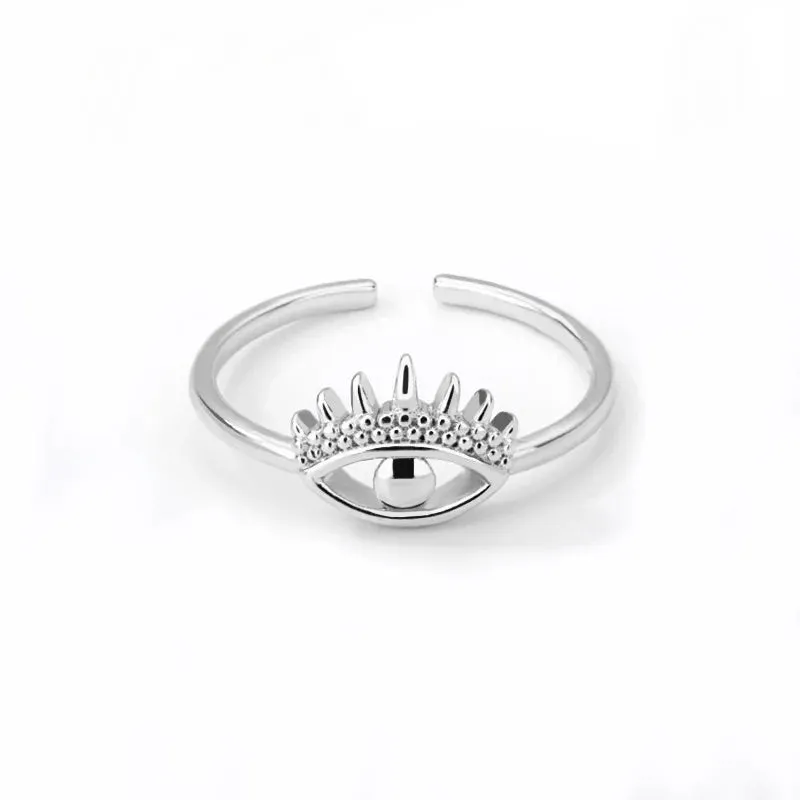 Geometric Engraving Evil Eye Heart Shape Open Rings For Women Fashion Rectangle Turkey Lucky Joints Rings Men Jewelry