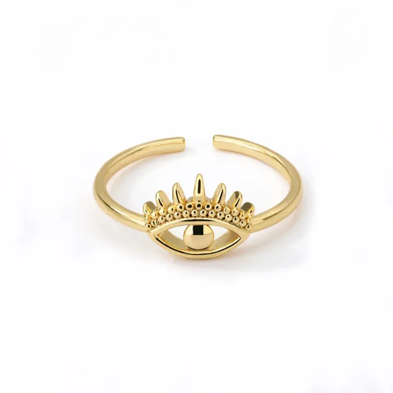 Geometric Engraving Evil Eye Heart Shape Open Rings For Women Fashion Rectangle Turkey Lucky Joints Rings Men Jewelry