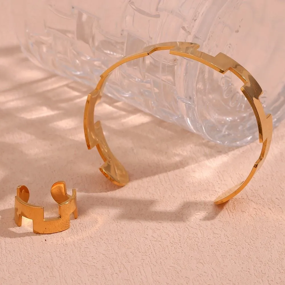 Geometric Minimalist Bangle Bracelet