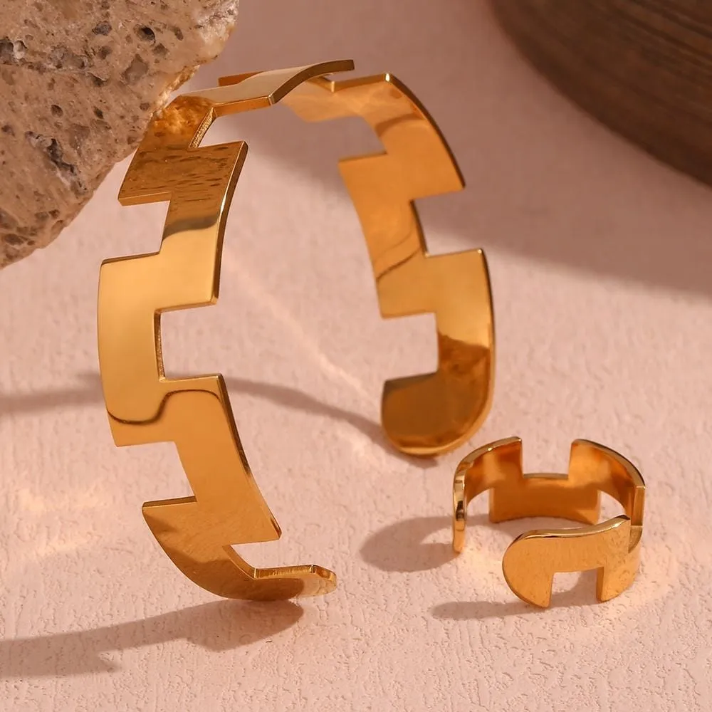 Geometric Minimalist Bangle Bracelet