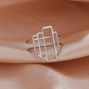 Geometric Rectangle Rings Stainless Steel Jewelry Mother Gift
