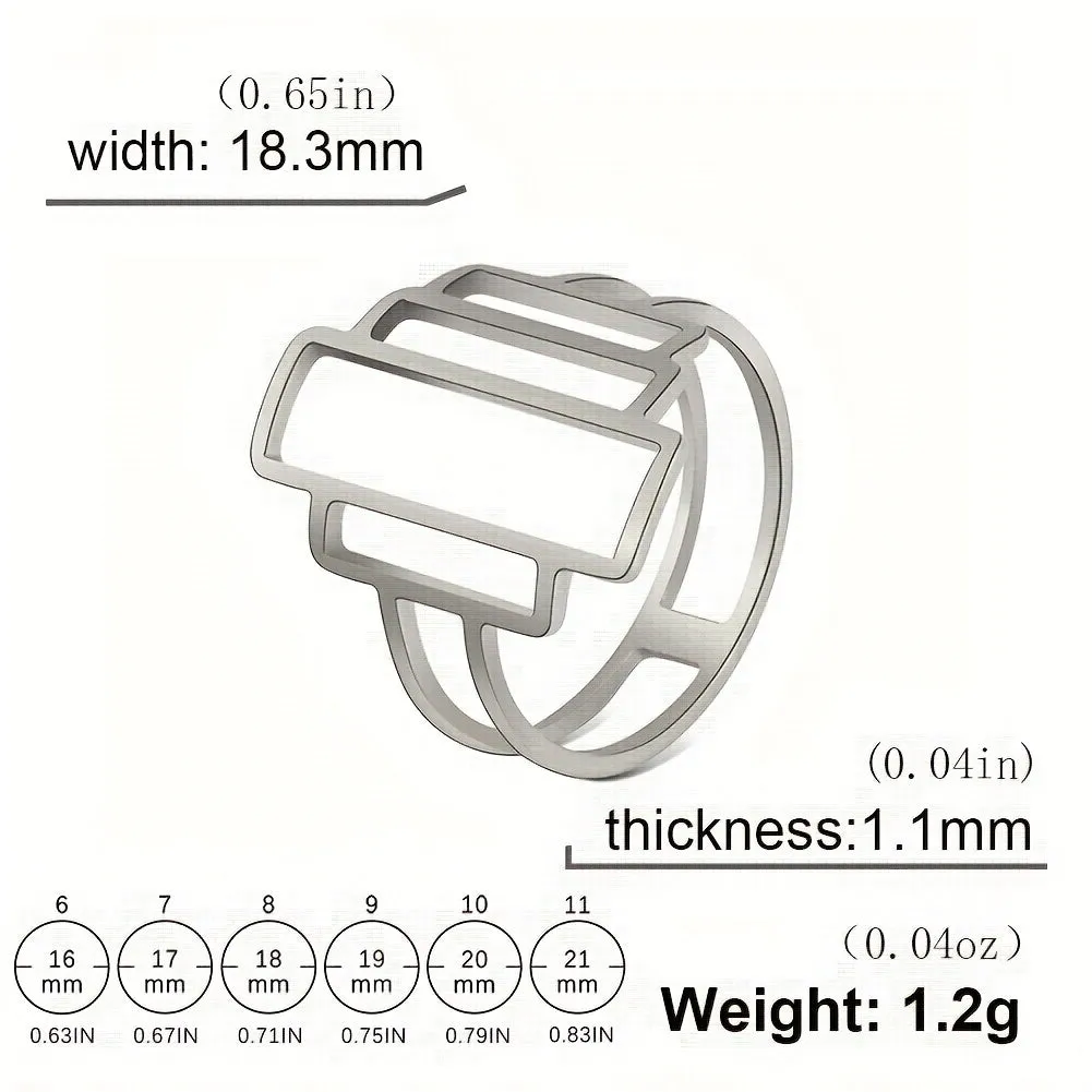 Geometric Rectangle Rings Stainless Steel Jewelry Mother Gift
