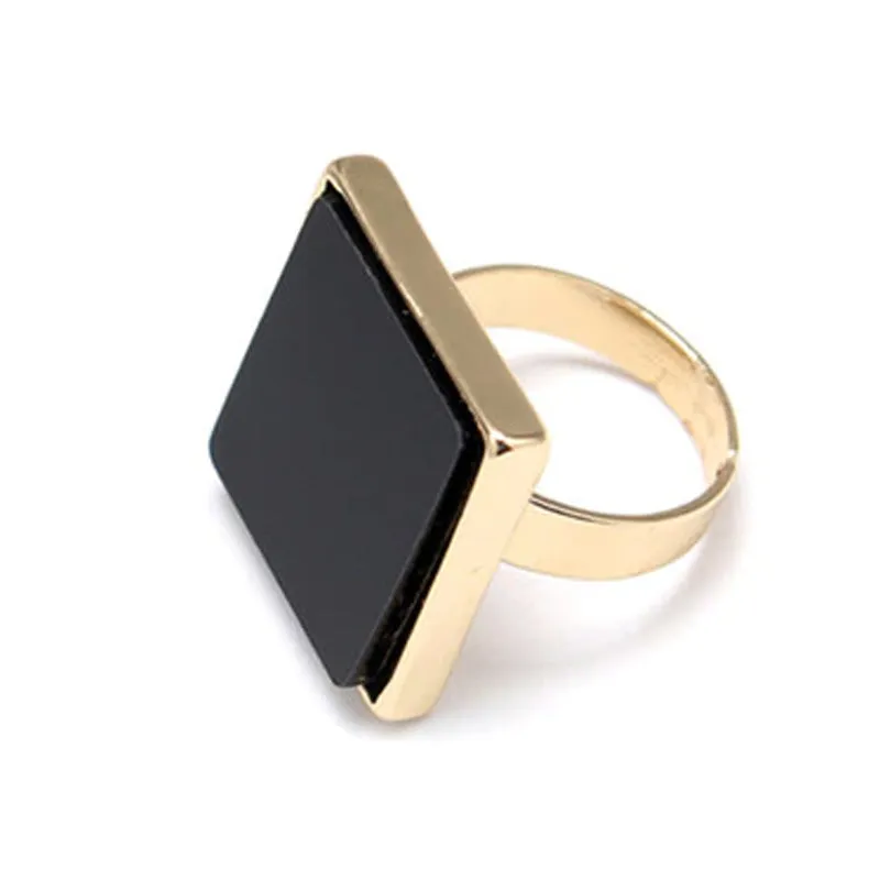 Geometric Square Color Shell Ring Bohemia Personality Exaggerated Fashion Rings