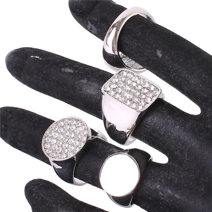 Geometric Stones Midi Rings