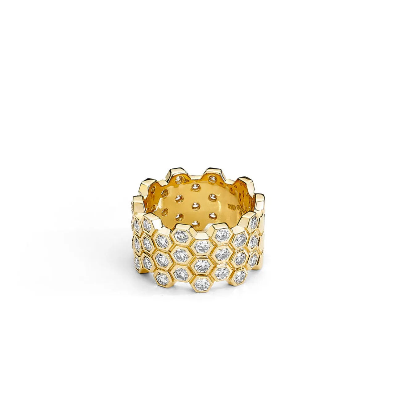 Geometrix 18K Yellow Gold Honeycomb Diamond Pavé Ring