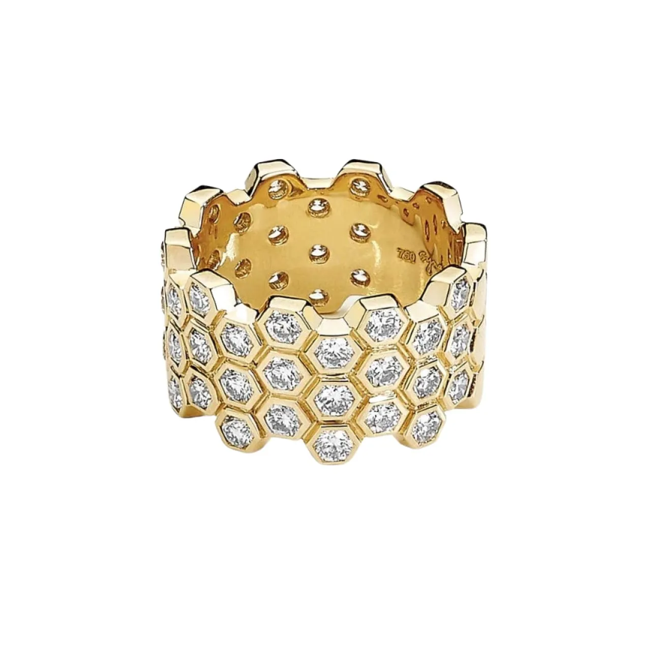 Geometrix 18K Yellow Gold Honeycomb Diamond Pavé Ring