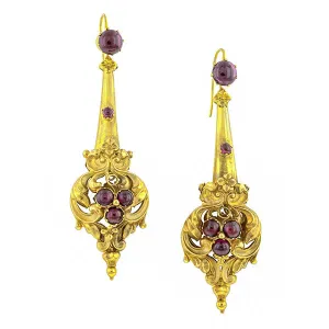 Georgian Garnet Repousse Earrings