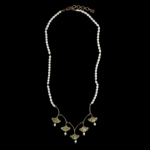 Ginkgo Necklace - Pearl Drops