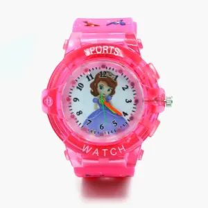 Girls Analog Watch Disco Light - Pink