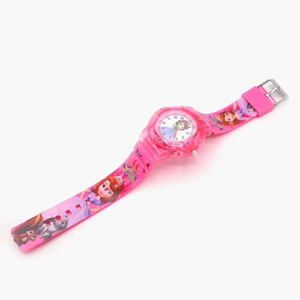 Girls Analog Watch Disco Light - Pink