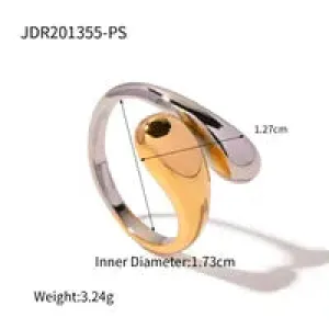 Gold & Silver Gum Drop Geometric 304 Stainless Steel Plating Open Rings