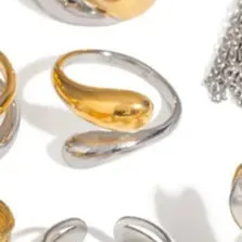 Gold & Silver Gum Drop Geometric 304 Stainless Steel Plating Open Rings