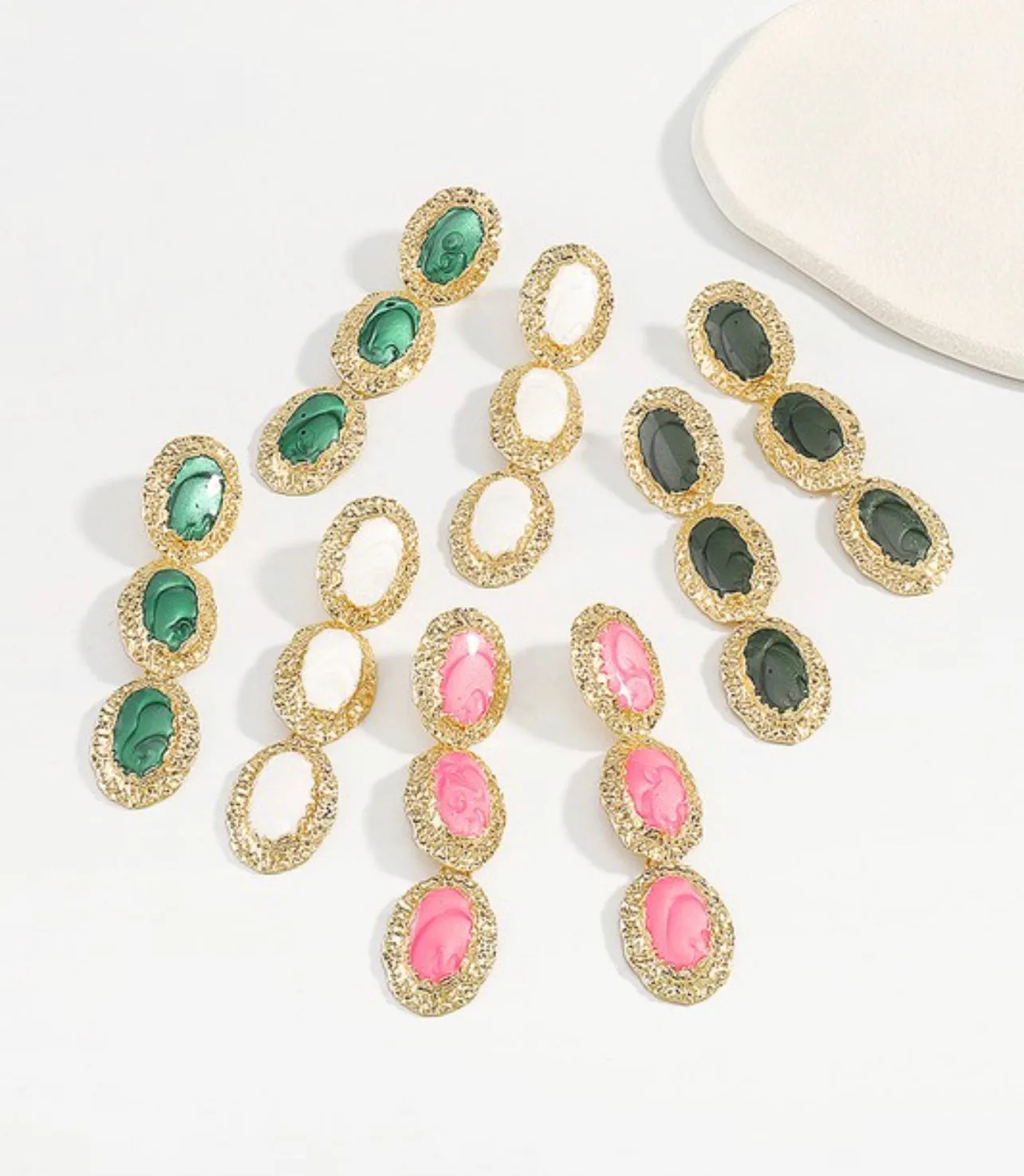 Gold & Stone Drop Earrings