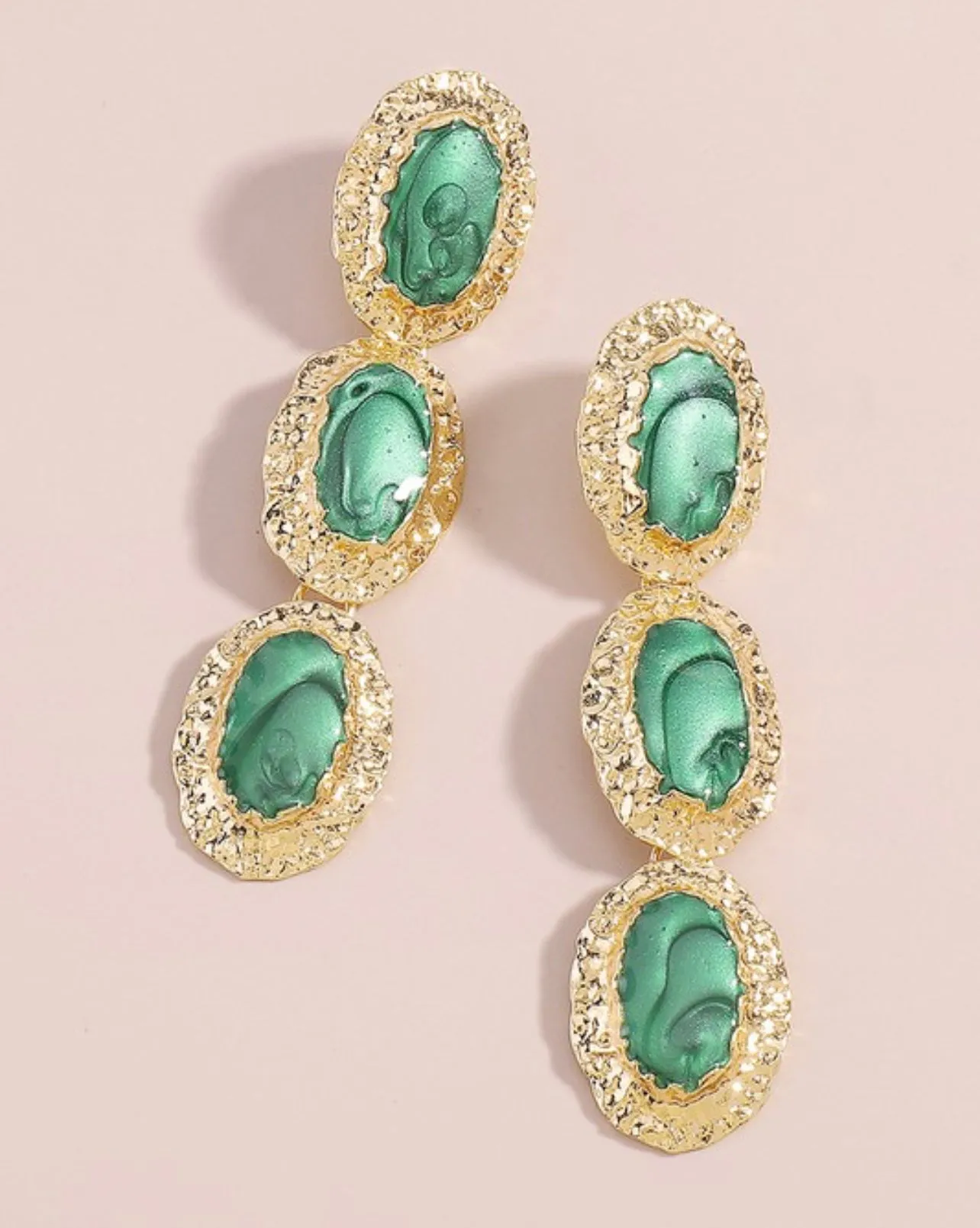 Gold & Stone Drop Earrings