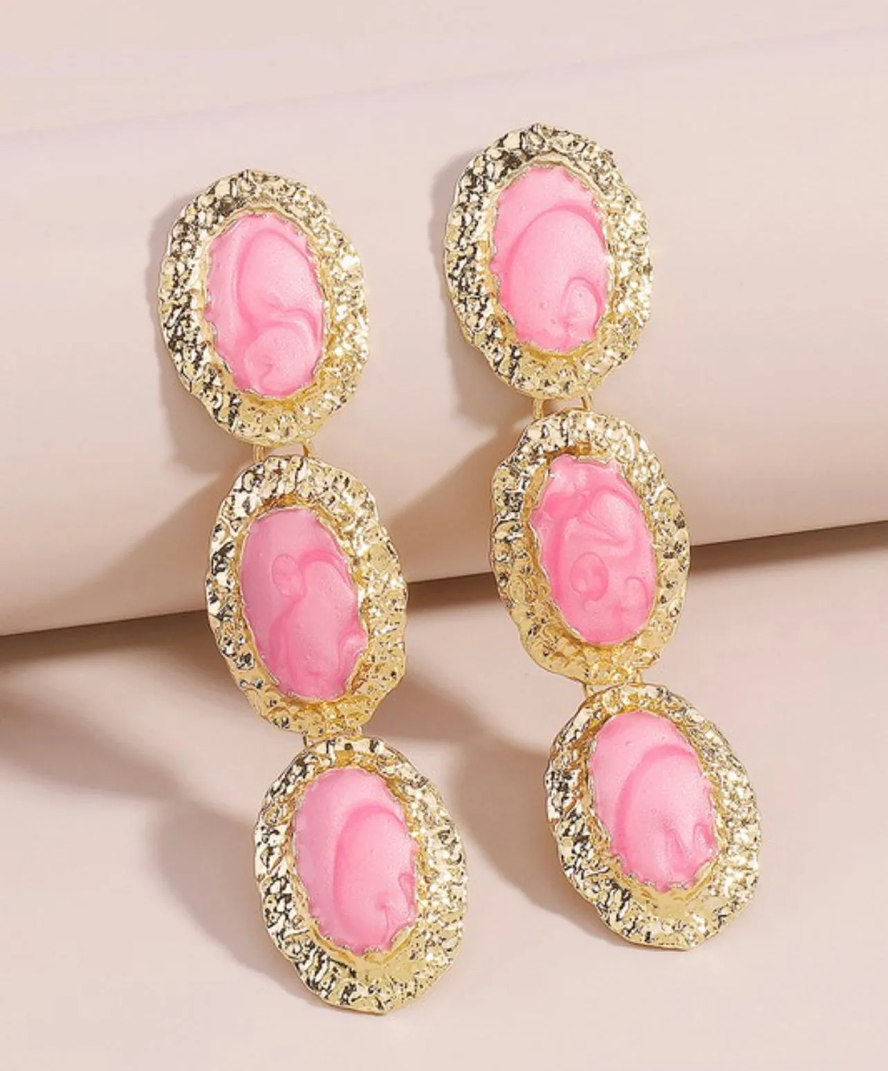 Gold & Stone Drop Earrings