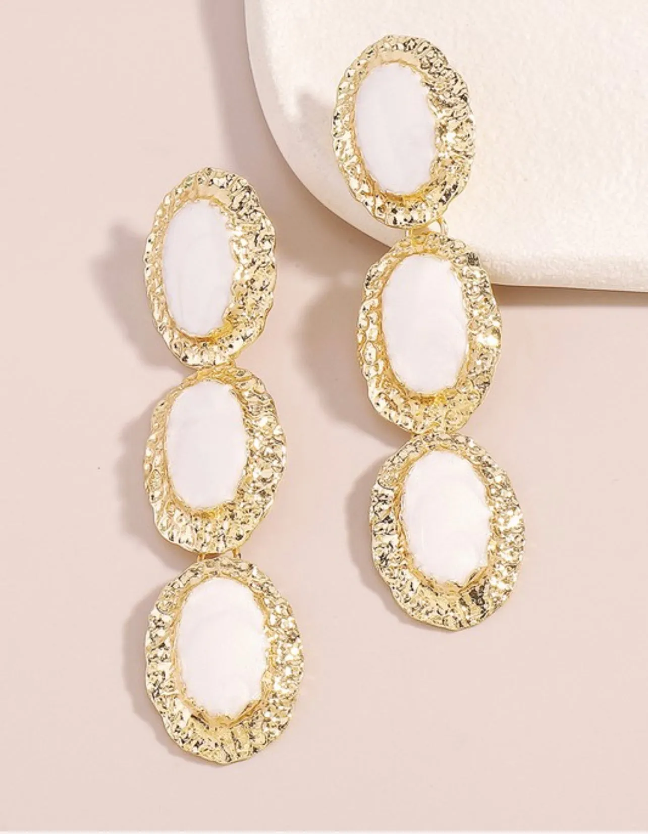 Gold & Stone Drop Earrings