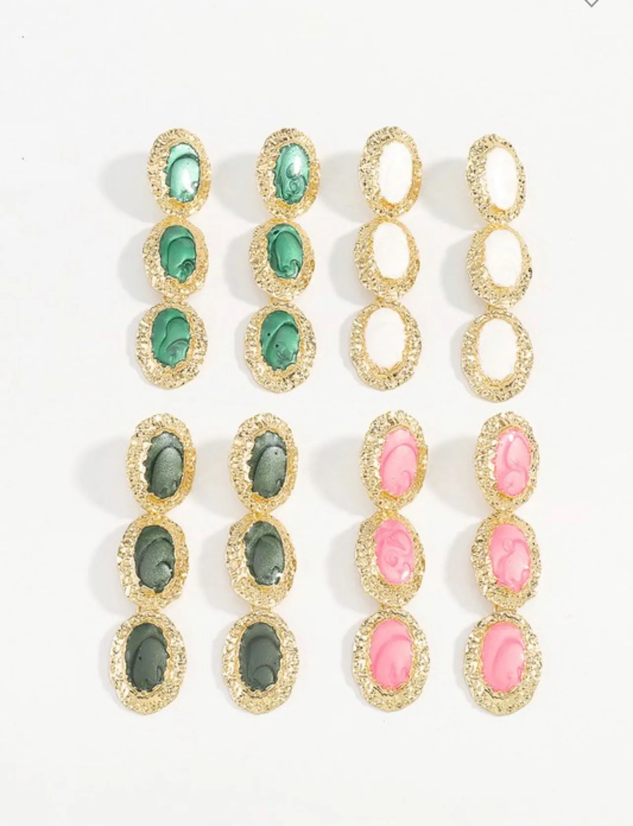 Gold & Stone Drop Earrings