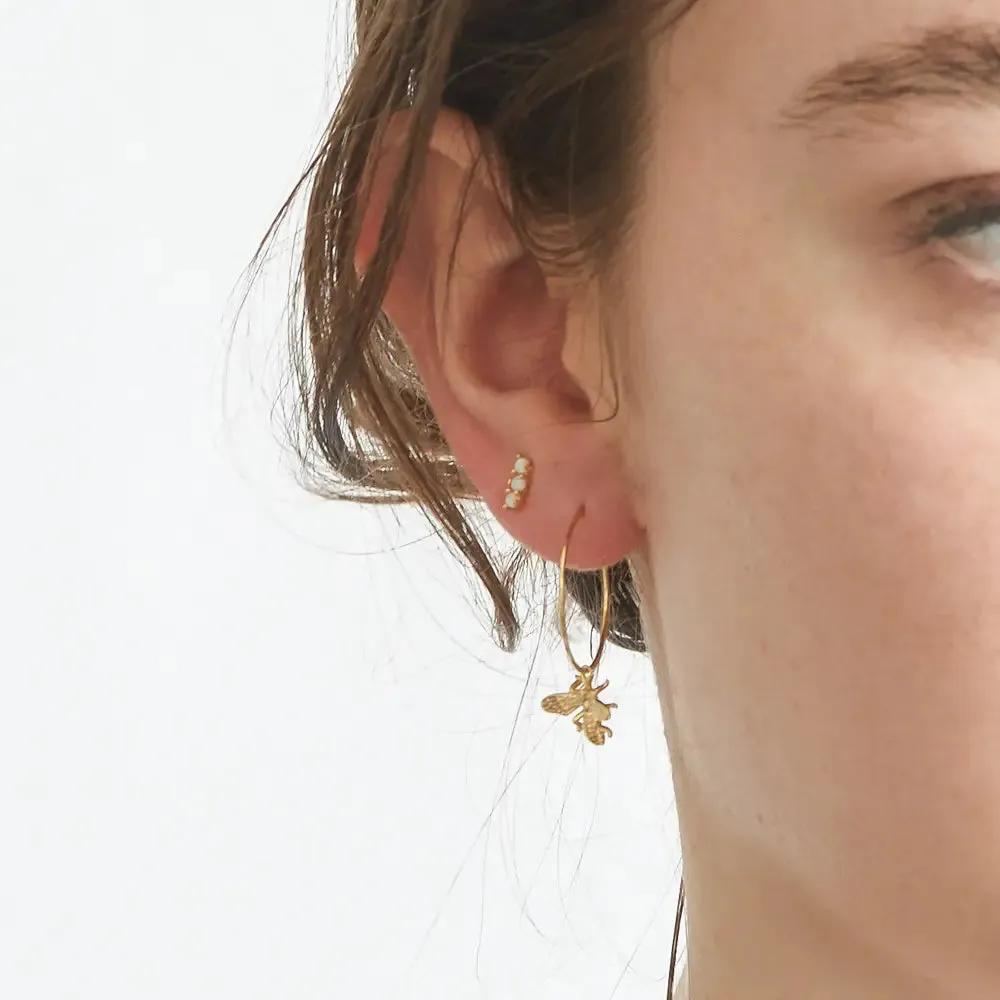 Gold Bee Hoop Earrings
