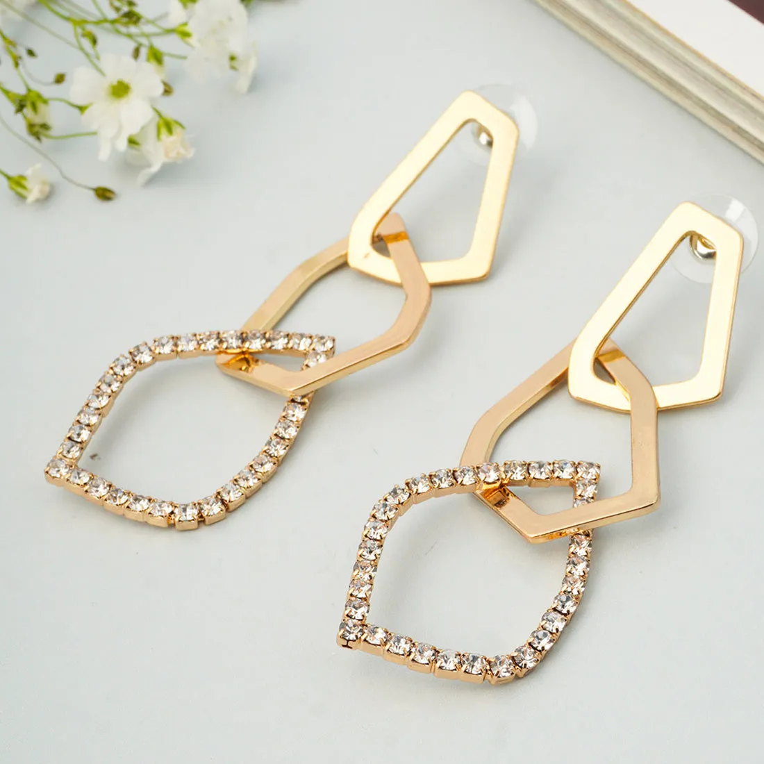 Gold Crystal Drop Earrings