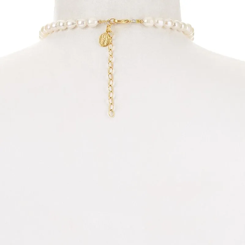 Gold Elephant Pearl Necklace (3221eg)