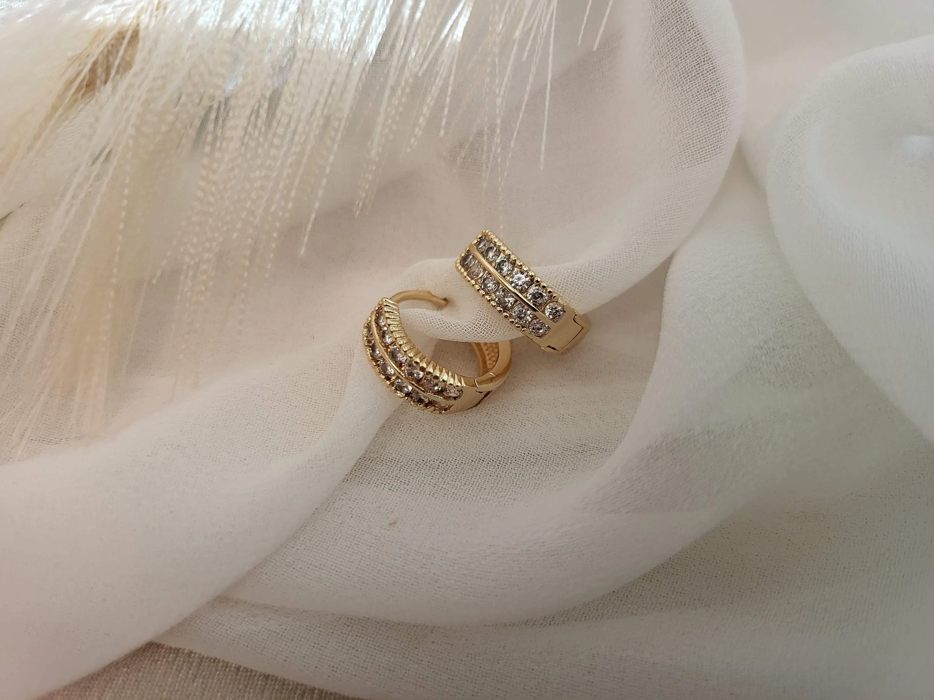 Gold Filled Hoop Double CZ  Earrings ,Minimalist Jewelry, Birthday Gift.
