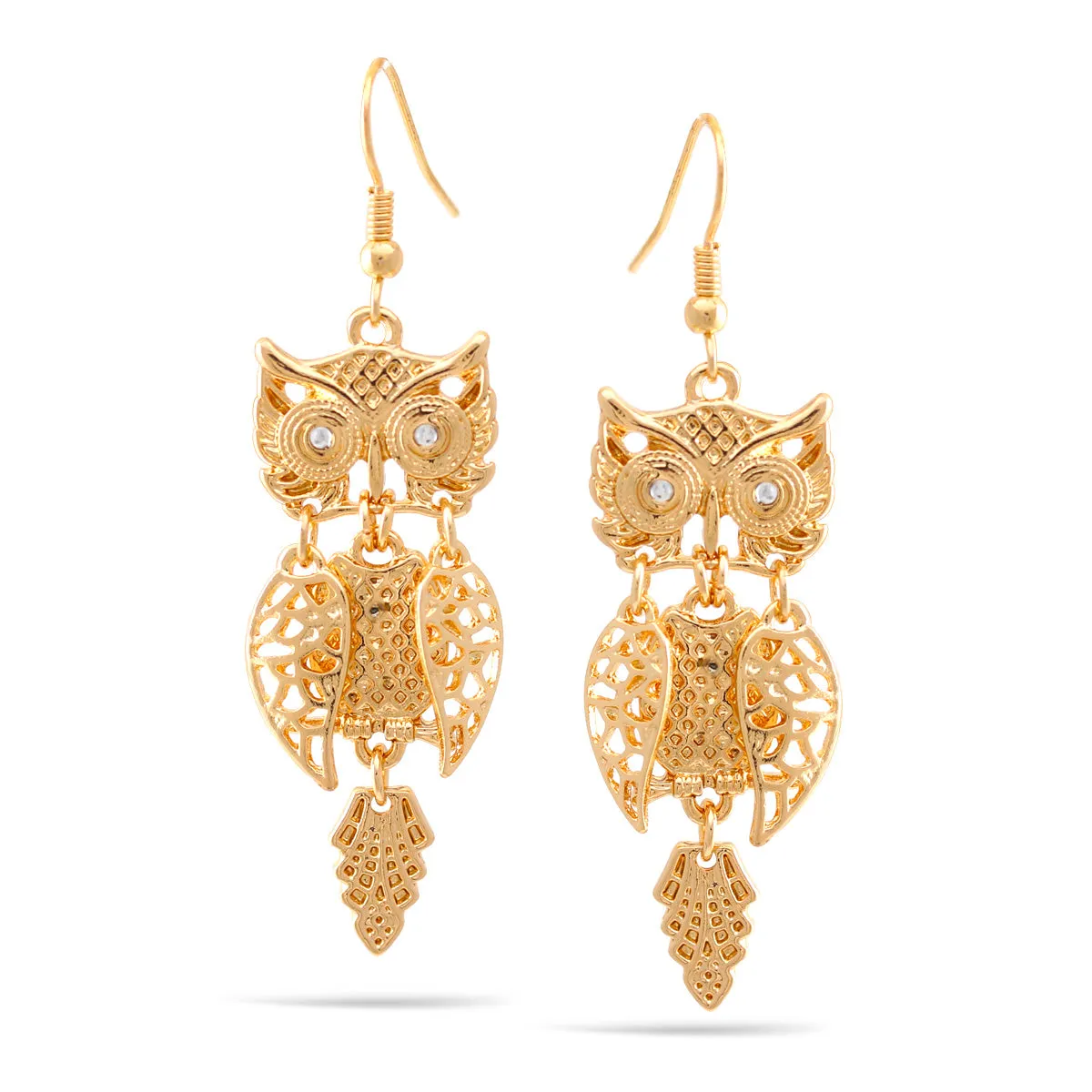 GOLD OWL DROP EARRINGS #SQ351-31372G (NG14)