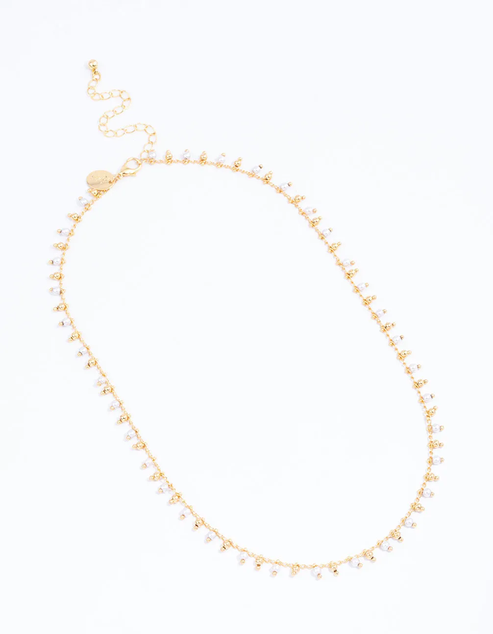 Gold Plated Beaded & Freshwater Pearl Drop Necklace