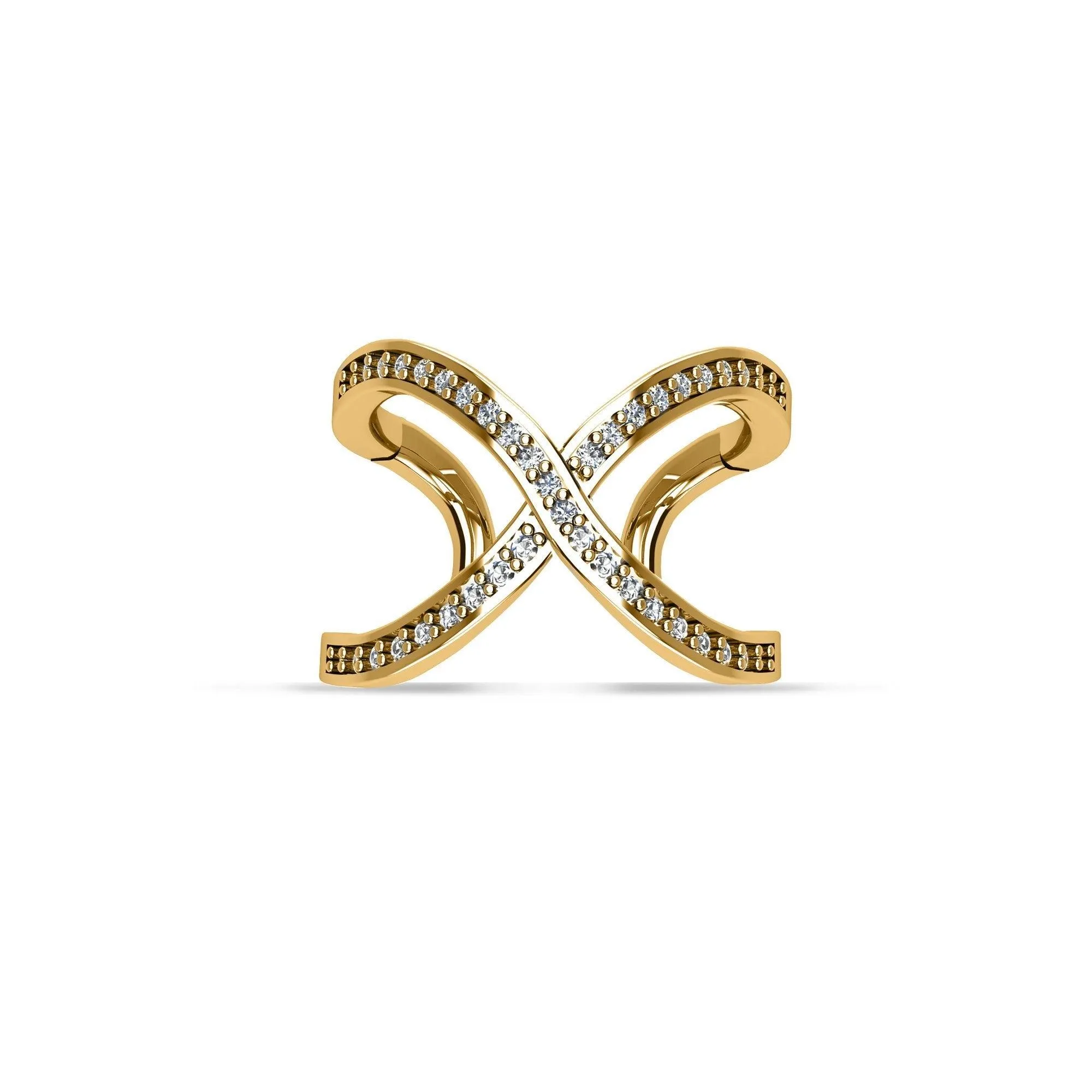 Gold Plated Cubic Zirconia Fashion Geometric Ring in Sterling Silver