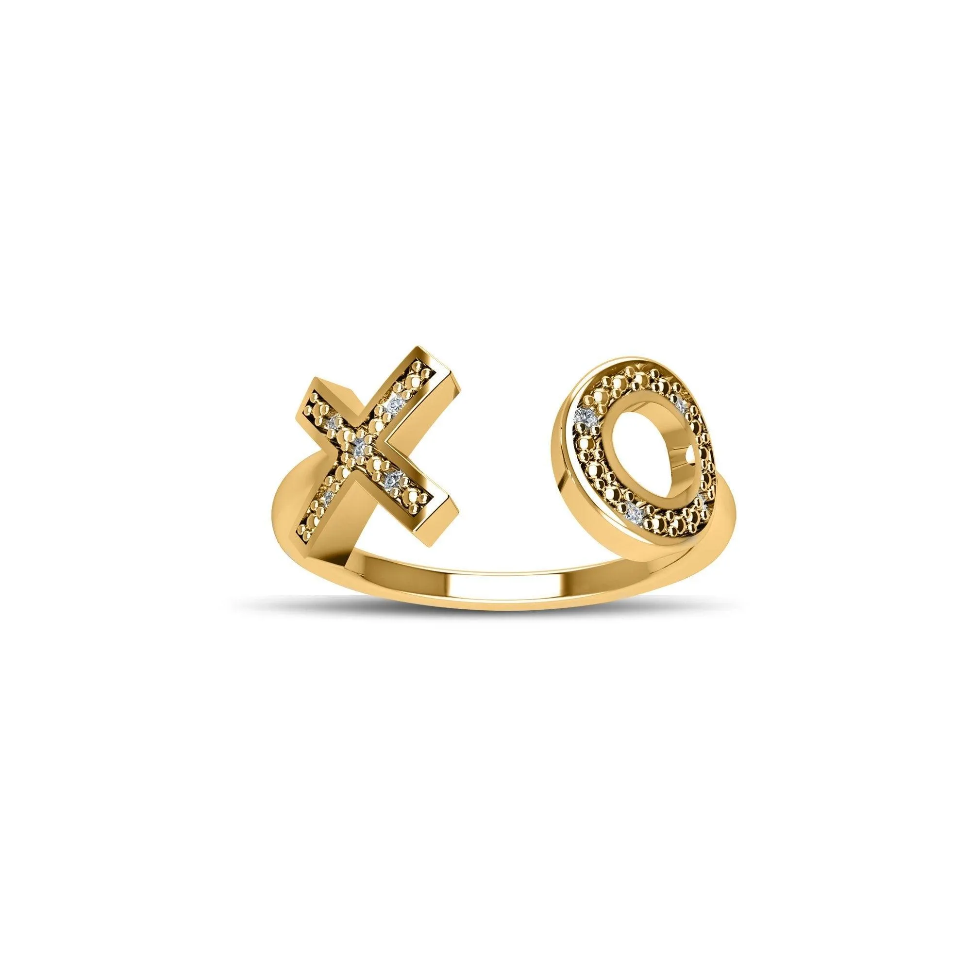 Gold Plated Cubic Zirconia Fashion 'XO' Ring in Sterling Silver
