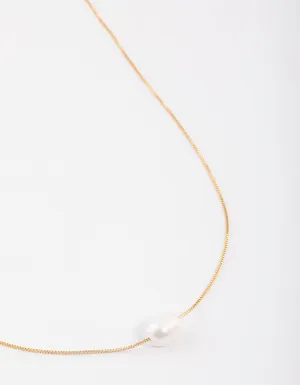 Gold Plated Freshwater Pearl Pendant Necklace