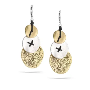 GOLD SILVER DROP EARRINGS #223GS3501 (1D15)
