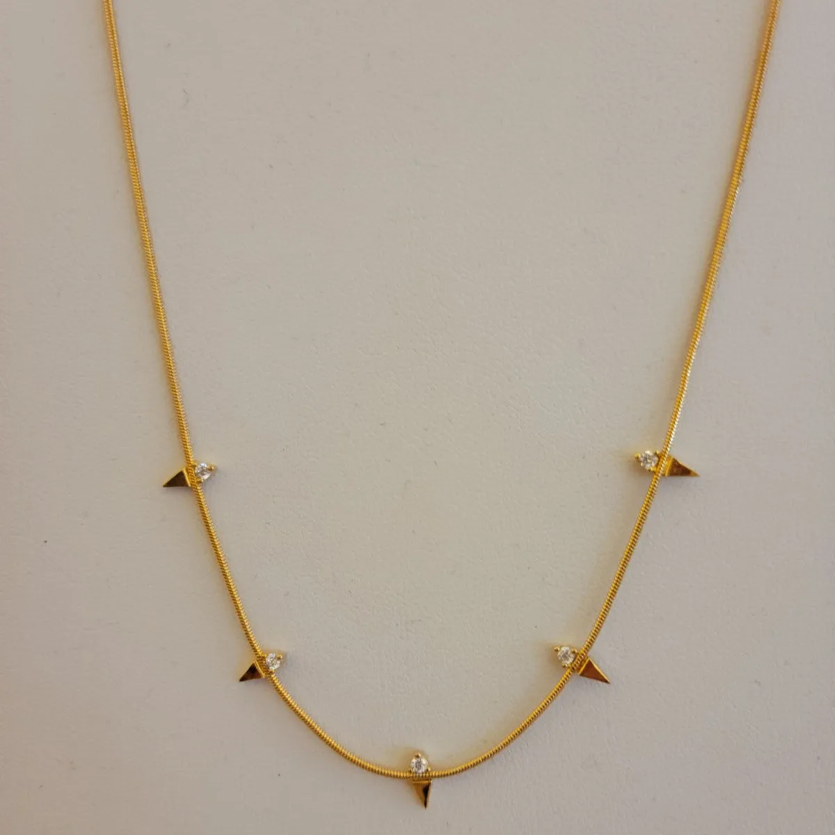 Gold Spike Cz Necklace