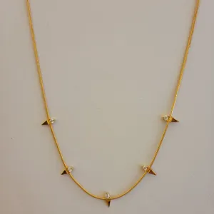 Gold Spike Cz Necklace