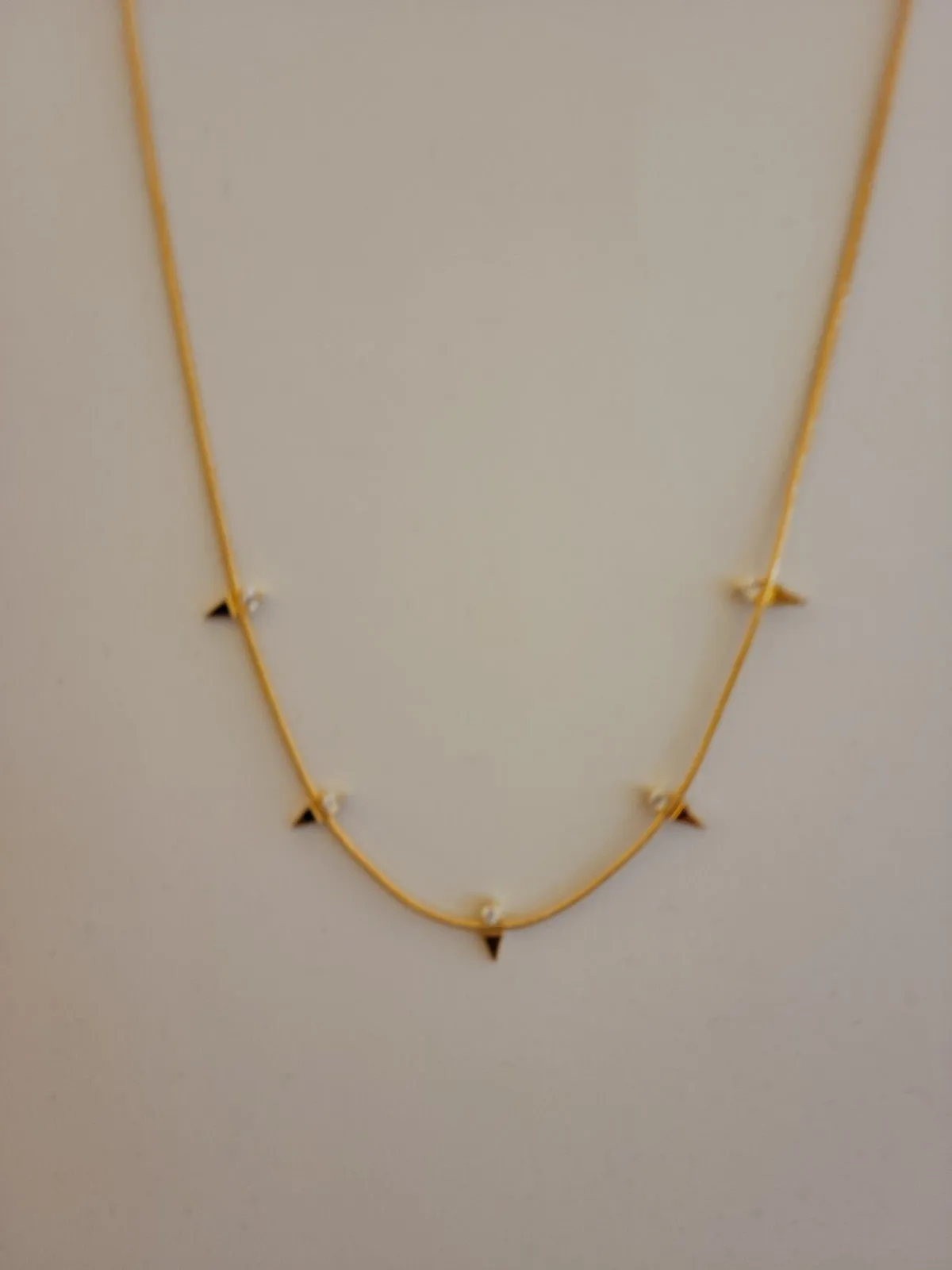 Gold Spike Cz Necklace