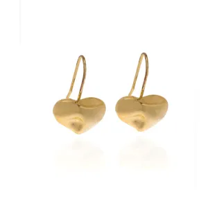 Gold Tone Heart Drop Earrings