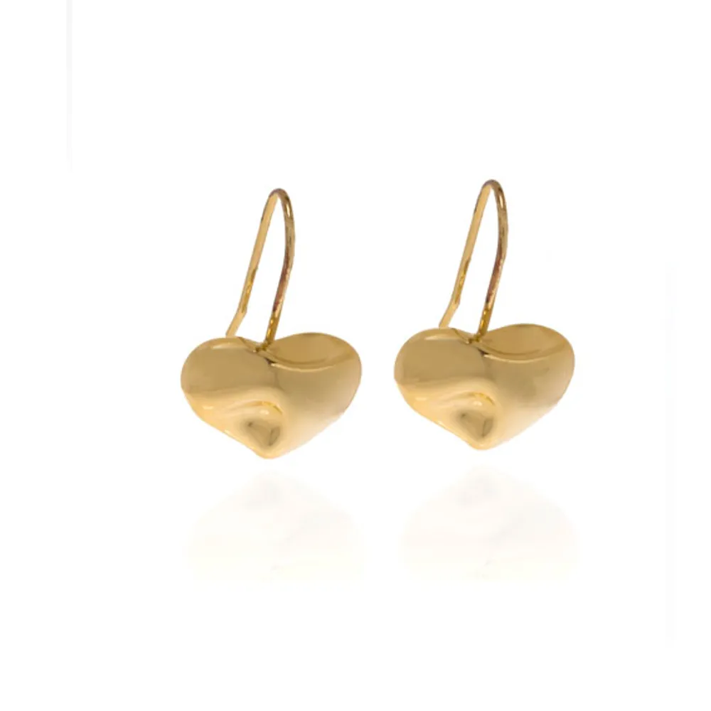 Gold Tone Heart Drop Earrings