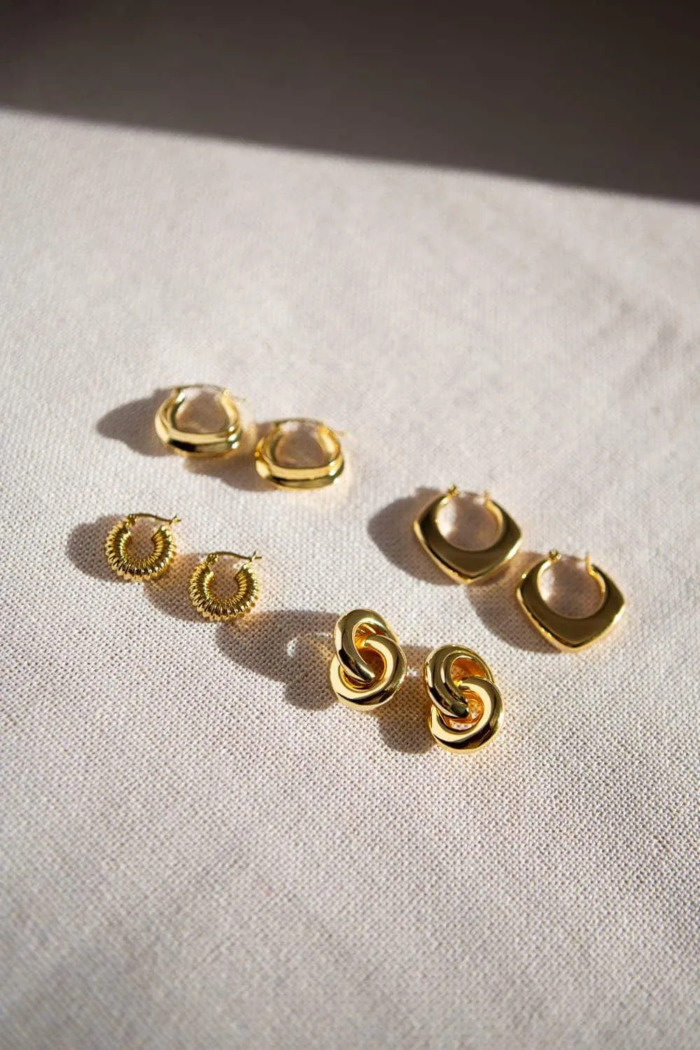 Gold Two Piece Door Knocker Earrings
