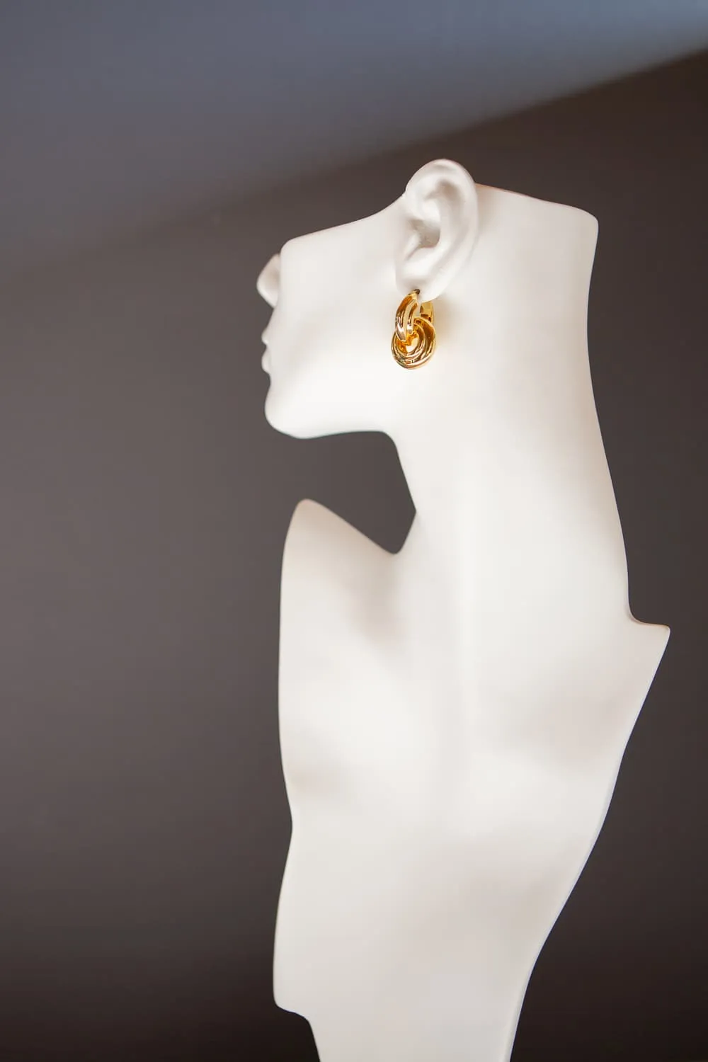 Gold Two Piece Door Knocker Earrings