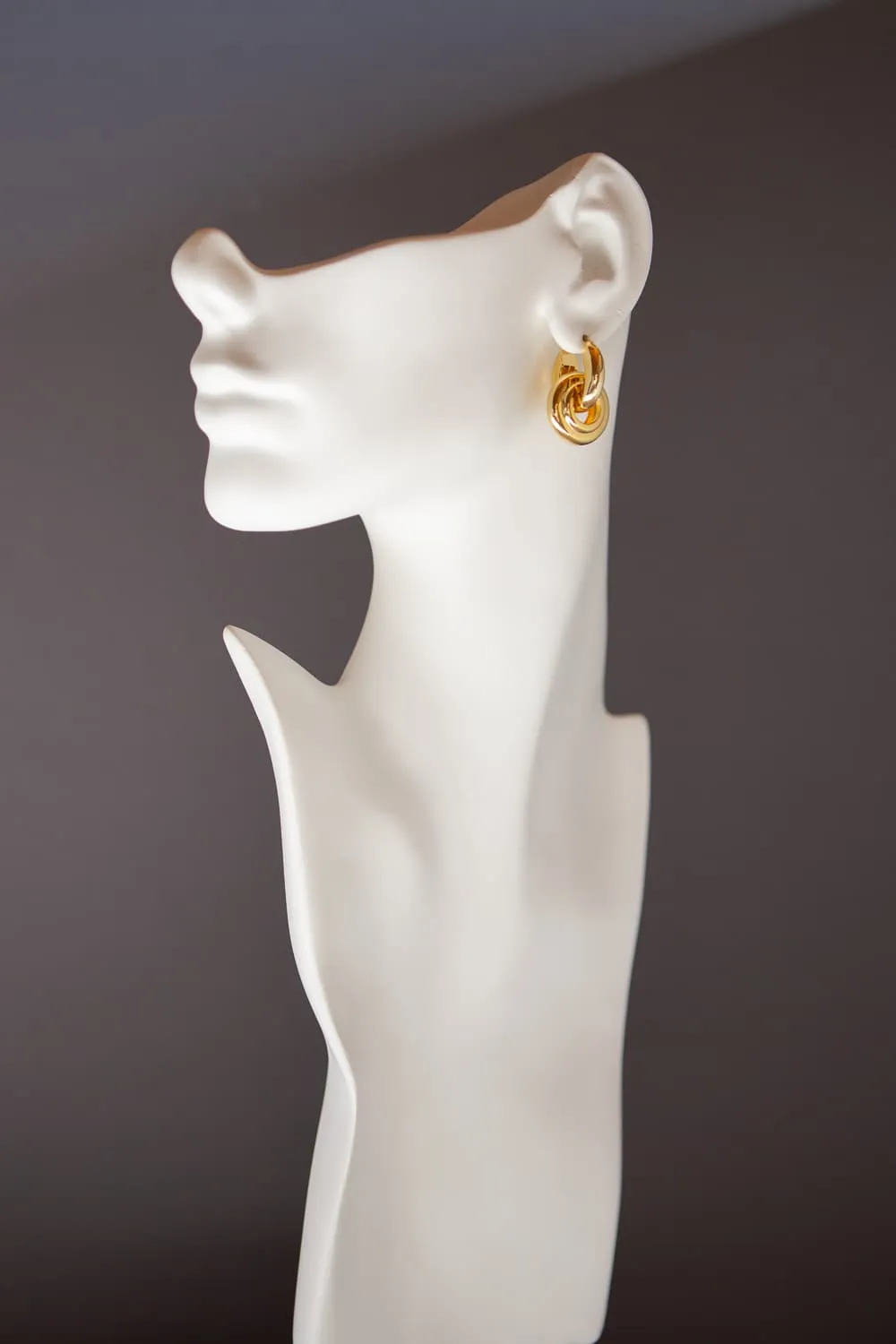 Gold Two Piece Door Knocker Earrings