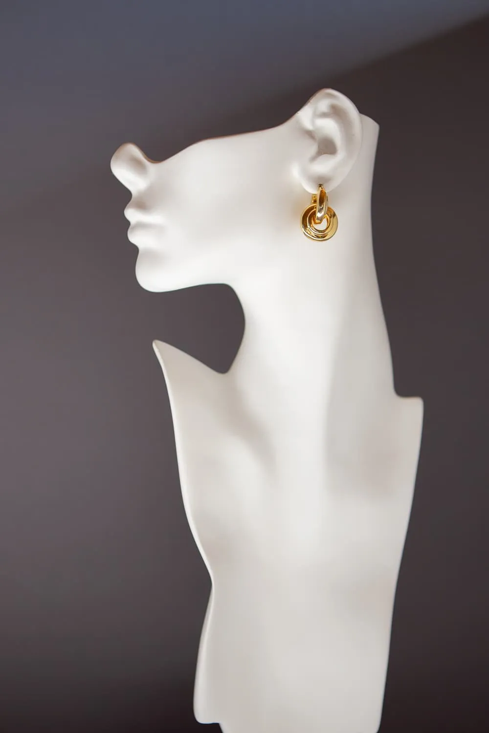 Gold Two Piece Door Knocker Earrings