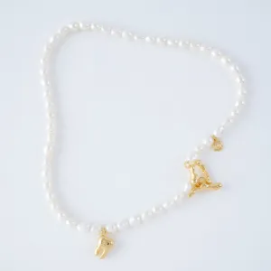 Golden Tooth Baroque Freshwater Pearl Necklace【Japan Jewelry】