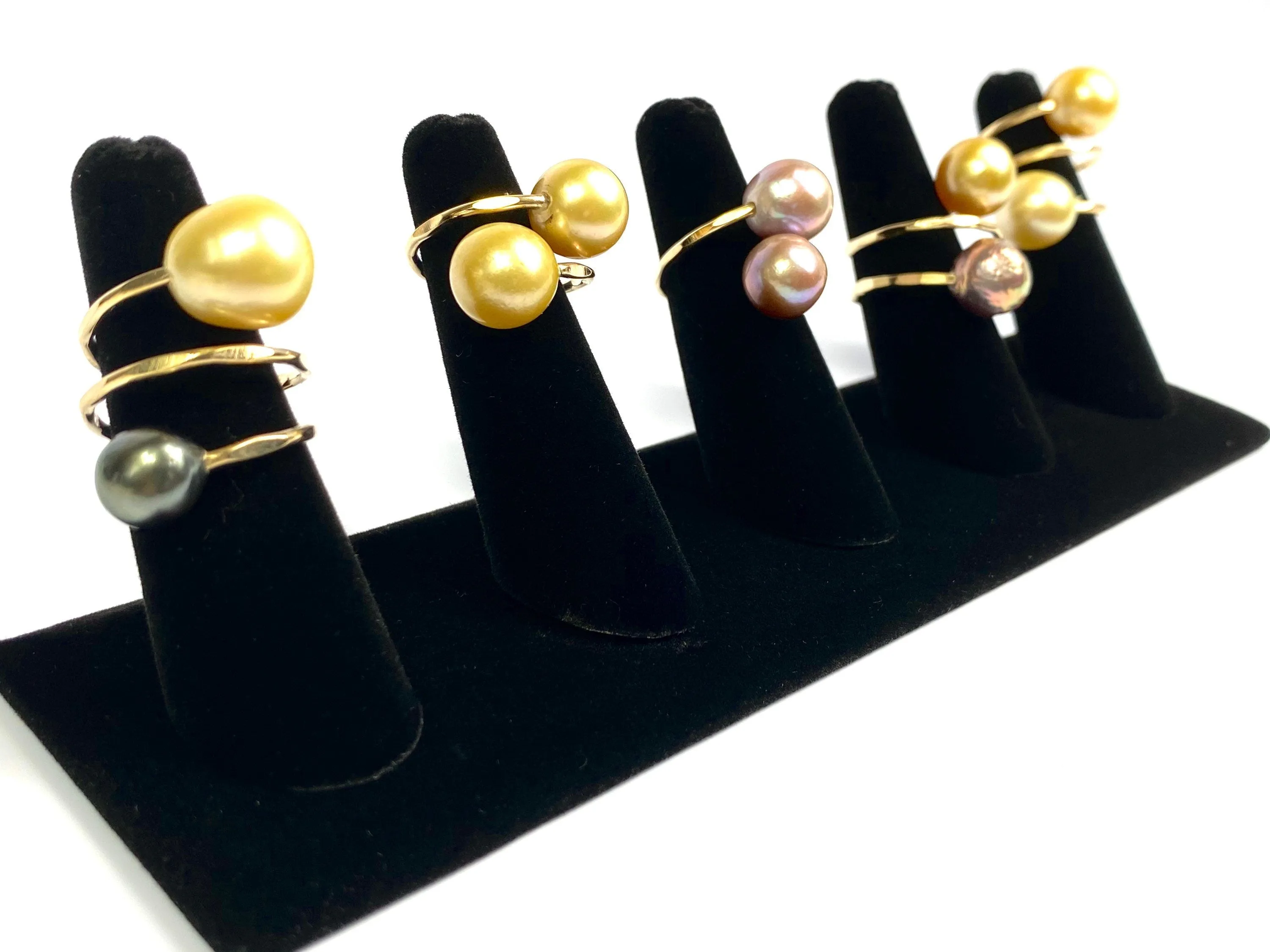Gorgeous Adjustable 14KGF Edison, Tahitian, and South Sea Pearl Rings, 14K Gold Filled, 14K Gold Fill, Sku GPR-2