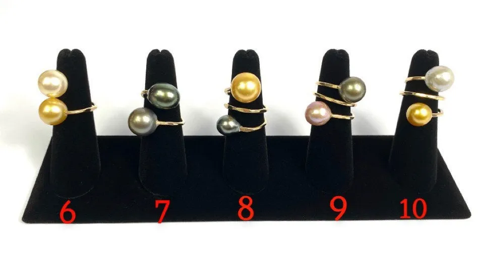 Gorgeous Adjustable 14KGF Edison, Tahitian, and South Sea Pearl Rings, 14K Gold Filled, 14K Gold Fill, Sku GPR-2
