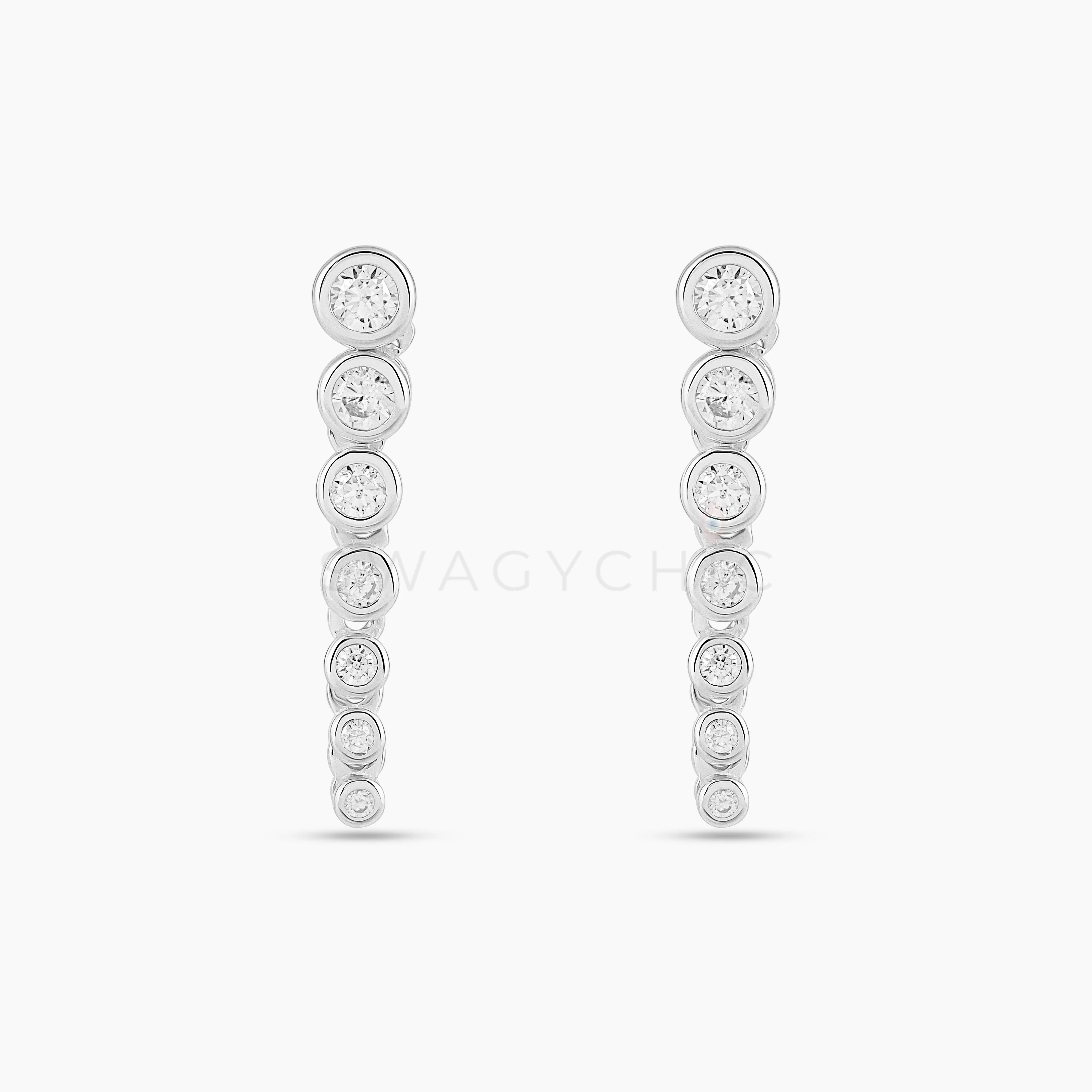 Graduated Bezel Drop Stud Earrings