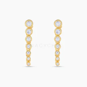 Graduated Bezel Drop Stud Earrings