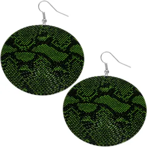 Green Big Snakeskin Drop Earrings