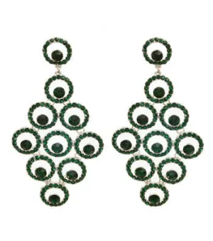 Green Round Drop Earrings